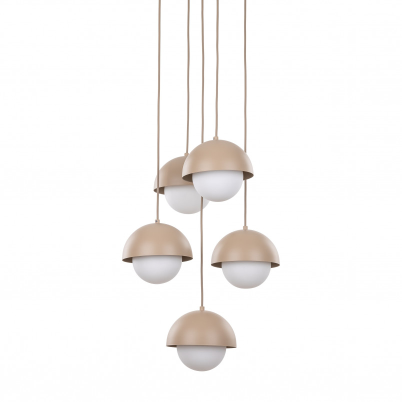 Lampa wisząca 5 punktowa ze szklanymi kulami Bono Sabia 32cm beż / biały TK Lighting