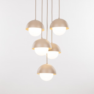 Lampa wisząca 5 punktowa ze szklanymi kulami Bono Sabia 32cm beż / biały TK Lighting