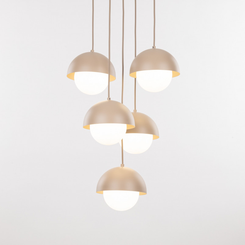 Lampa wisząca 5 punktowa ze szklanymi kulami Bono Sabia 32cm beż / biały TK Lighting