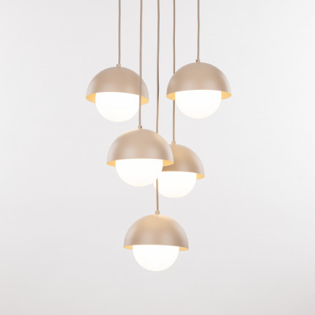 Lampa wisząca 5 punktowa ze szklanymi kulami Bono Sabia 32cm beż / biały TK Lighting