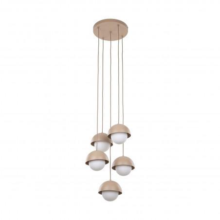 Lampa wisząca 5 punktowa ze szklanymi kulami Bono Sabia 32cm beż / biały TK Lighting