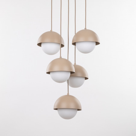 Lampa wisząca 5 punktowa ze szklanymi kulami Bono Sabia 32cm beż / biały TK Lighting