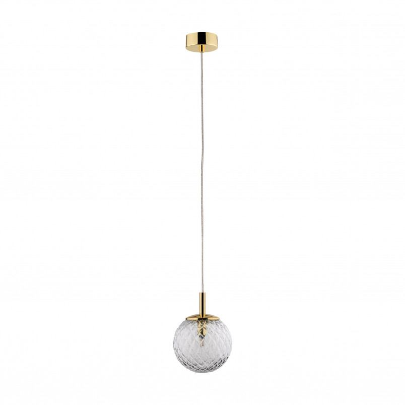 Lampa wisząca dekoracyjna szklana kula Cadix 14cm przeźroczysty / złoty TK Lighting