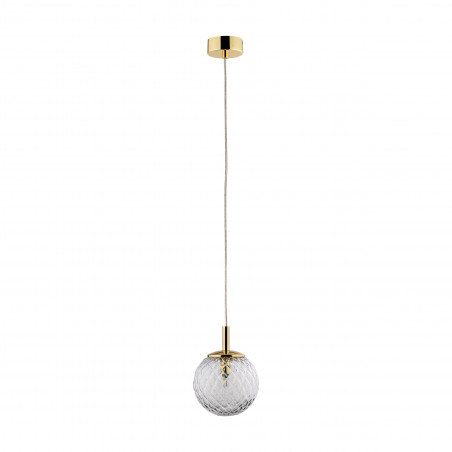 Lampa wisząca dekoracyjna szklana kula Cadix 14cm przeźroczysty / złoty TK Lighting
