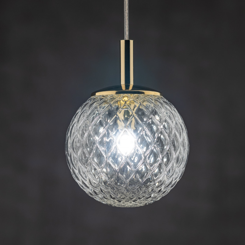 Lampa wisząca dekoracyjna szklana kula Cadix 14cm przeźroczysty / złoty TK Lighting