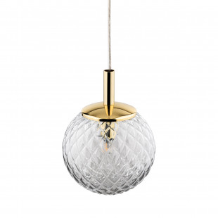 Lampa wisząca dekoracyjna szklana kula Cadix 14cm przeźroczysty / złoty TK Lighting