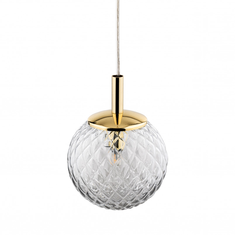 Lampa wisząca dekoracyjna szklana kula Cadix 14cm przeźroczysty / złoty TK Lighting