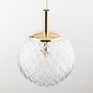 Lampa wisząca dekoracyjna szklana kula Cadix 14cm przeźroczysty / złoty TK Lighting