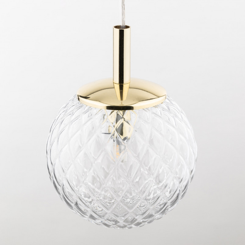 Lampa wisząca dekoracyjna szklana kula Cadix 14cm przeźroczysty / złoty TK Lighting