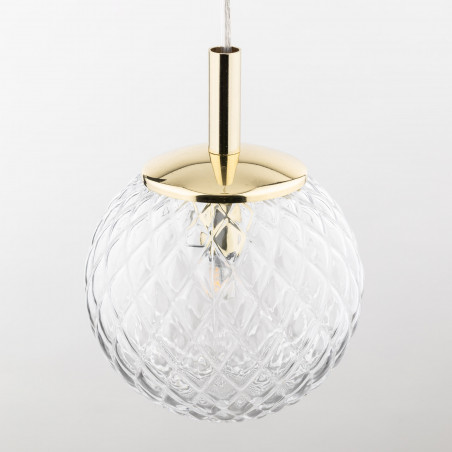 Lampa wisząca dekoracyjna szklana kula Cadix 14cm przeźroczysty / złoty TK Lighting
