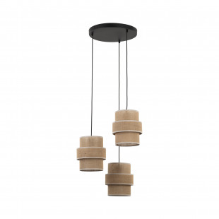 Lampa wisząca 3 punktowa Calisto 45cm juta / czarny TK Lighting