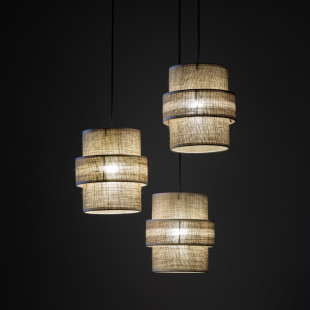 Lampa wisząca 3 punktowa Calisto 45cm juta / czarny TK Lighting