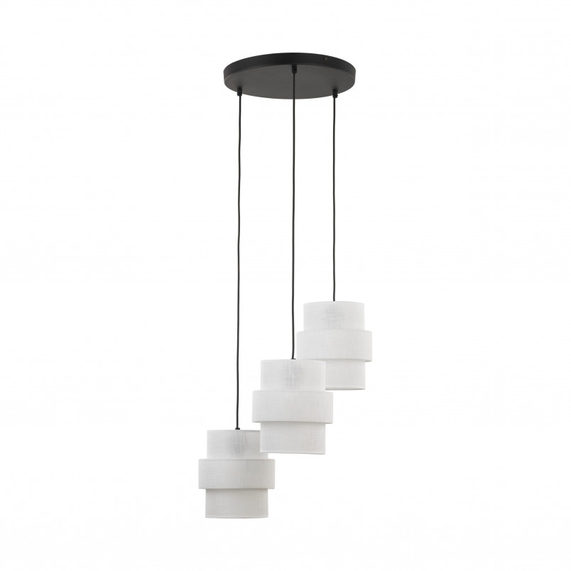 Lampa wisząca potrójna z abażurami Calisto White III 45cm biały / czarny TK Lighting