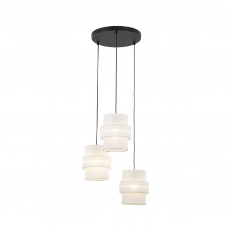 Lampa wisząca potrójna z abażurami Calisto White III 45cm biały / czarny TK Lighting