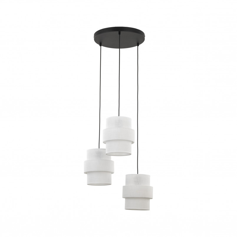 Lampa wisząca potrójna z abażurami Calisto White III 45cm biały / czarny TK Lighting