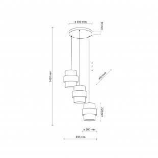 Lampa wisząca potrójna z abażurami Calisto White III 45cm biały / czarny TK Lighting
