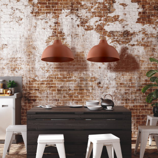 Lampa wisząca z drewnem Cap Brick 34cm ceglana TK Lighting