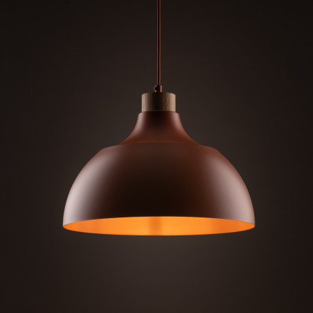 Lampa wisząca z drewnem Cap Brick 34cm ceglana TK Lighting