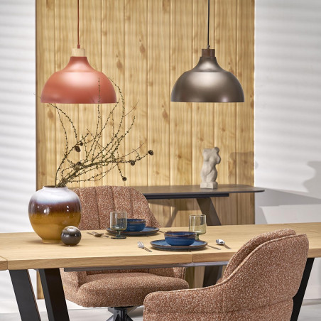Lampa wisząca z drewnem Cap Brick 34cm ceglana TK Lighting