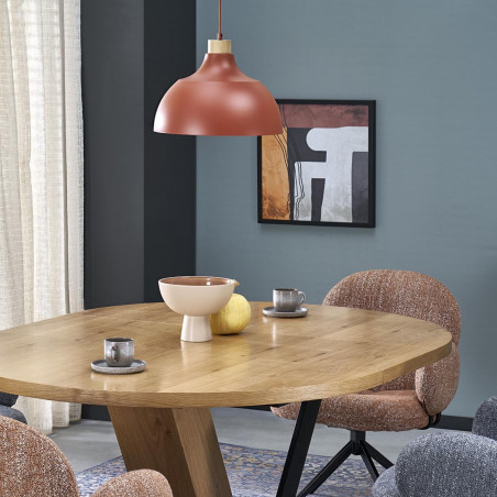 Lampa wisząca z drewnem Cap Brick 34cm ceglana TK Lighting