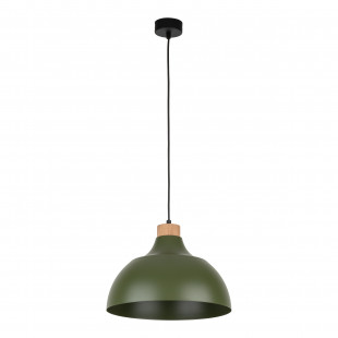 Lampa wisząca z drewnem Cap 34cm zielona TK Lighting