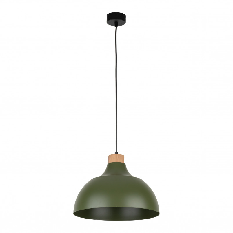 Lampa wisząca z drewnem Cap 34cm zielona TK Lighting