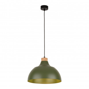 Lampa wisząca z drewnem Cap 34cm zielona TK Lighting