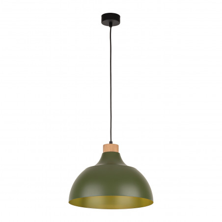 Lampa wisząca z drewnem Cap 34cm zielona TK Lighting