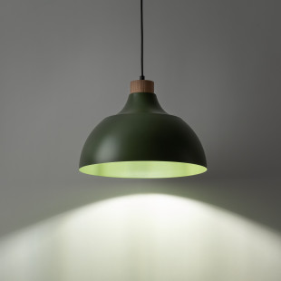 Lampa wisząca z drewnem Cap 34cm zielona TK Lighting