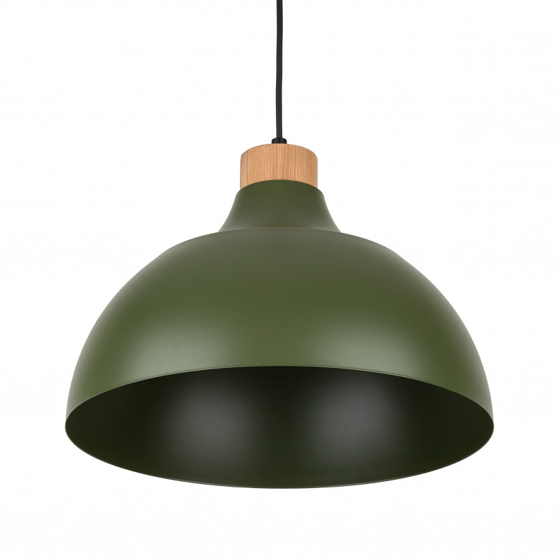 Lampa wisząca z drewnem Cap 34cm zielona TK Lighting