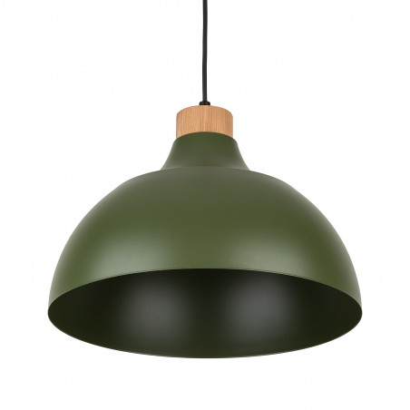 Lampa wisząca z drewnem Cap 34cm zielona TK Lighting