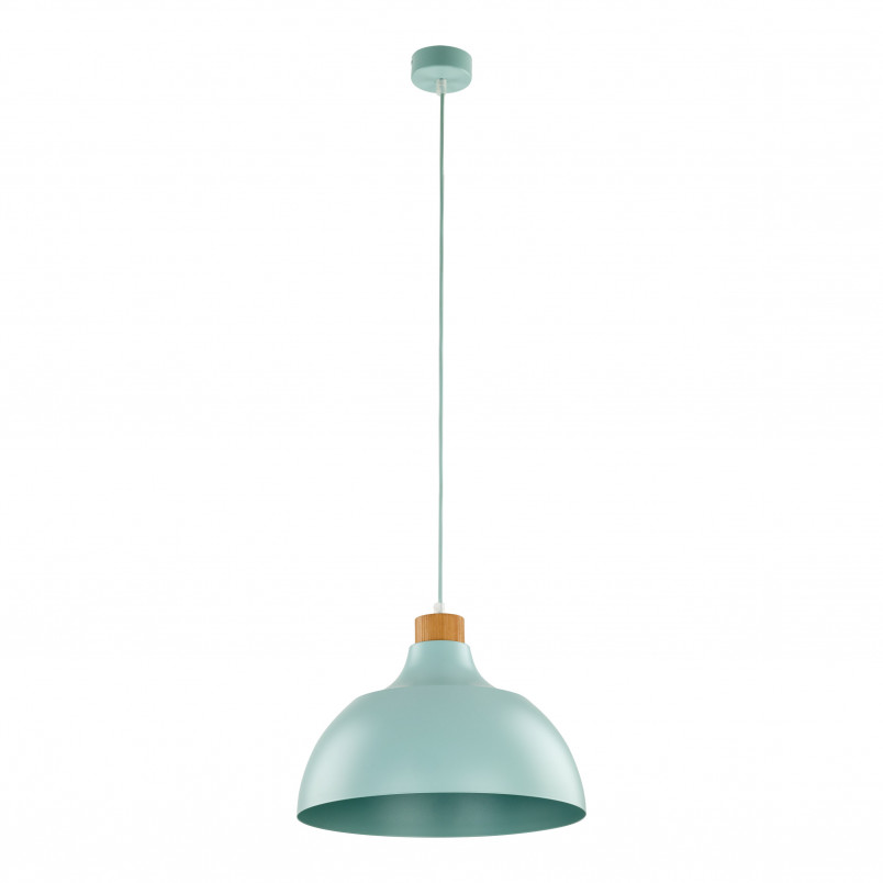 Lampa wisząca z drewnem Cap 34cm miętowa TK Lighting
