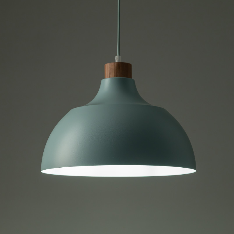 Lampa wisząca z drewnem Cap 34cm miętowa TK Lighting