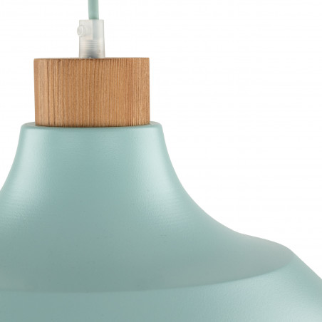Lampa wisząca z drewnem Cap 34cm miętowa TK Lighting