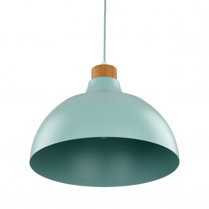 Lampa wisząca z drewnem Cap 34cm miętowa TK Lighting