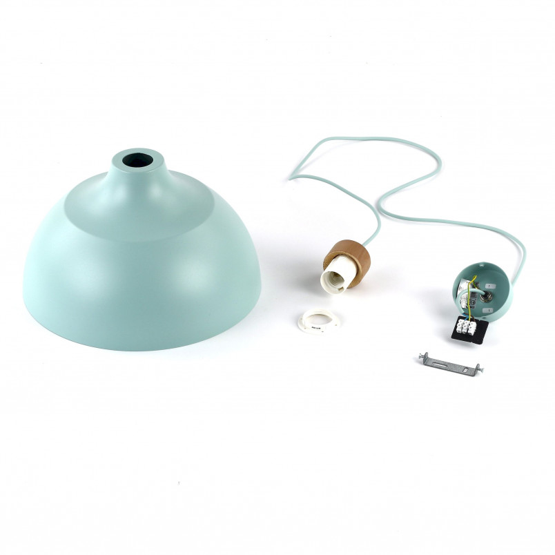 Lampa wisząca z drewnem Cap 34cm miętowa TK Lighting