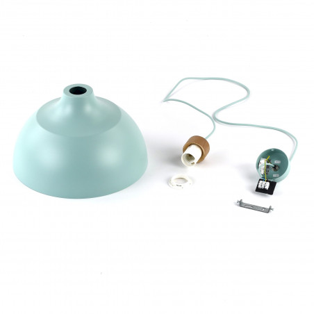 Lampa wisząca z drewnem Cap 34cm miętowa TK Lighting