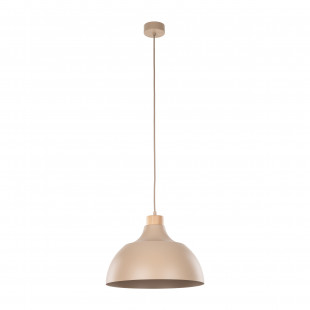 Lampa wisząca z drewnem Cap Sabia 34cm beżowo-krewmowa TK Lighting