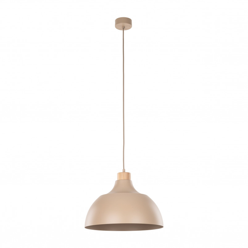 Lampa wisząca z drewnem Cap Sabia 34cm beżowo-krewmowa TK Lighting