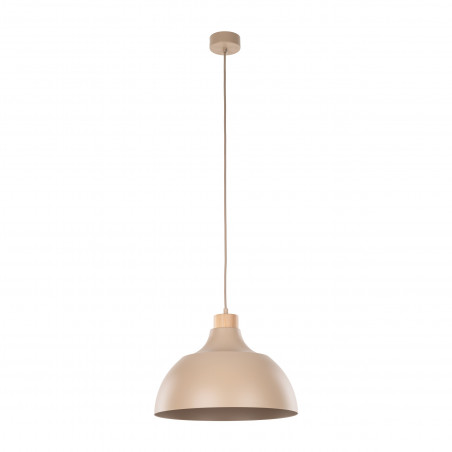 Lampa wisząca z drewnem Cap Sabia 34cm beżowo-krewmowa TK Lighting
