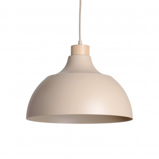 Lampa wisząca z drewnem Cap Sabia 34cm beżowo-krewmowa TK Lighting