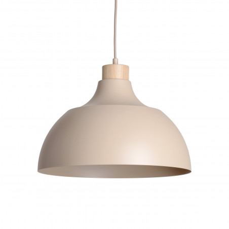 Lampa wisząca z drewnem Cap Sabia 34cm beżowo-krewmowa TK Lighting