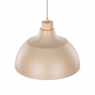 Lampa wisząca z drewnem Cap Sabia 34cm beżowo-krewmowa TK Lighting