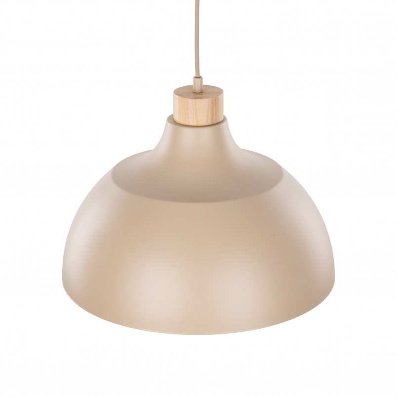 Lampa wisząca z drewnem Cap Sabia 34cm beżowo-krewmowa TK Lighting