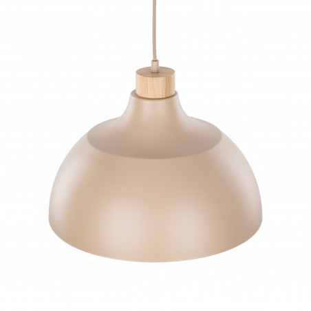 Lampa wisząca z drewnem Cap Sabia 34cm beżowo-krewmowa TK Lighting