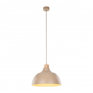 Lampa wisząca z drewnem Cap Sabia 34cm beżowo-krewmowa TK Lighting