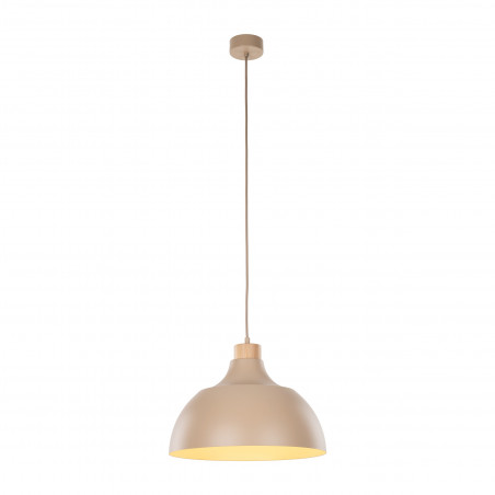 Lampa wisząca z drewnem Cap Sabia 34cm beżowo-krewmowa TK Lighting
