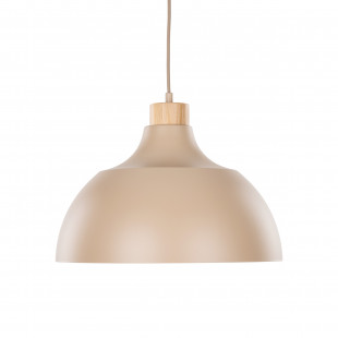 Lampa wisząca z drewnem Cap Sabia 34cm beżowo-krewmowa TK Lighting