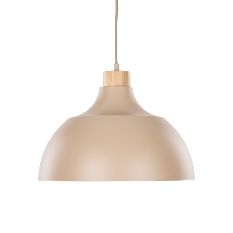 Lampa wisząca z drewnem Cap Sabia 34cm beżowo-krewmowa TK Lighting