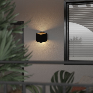 Kinkiet ogrodowy góra-dół Cube LED 3000K IP54 czarny TK Lighting